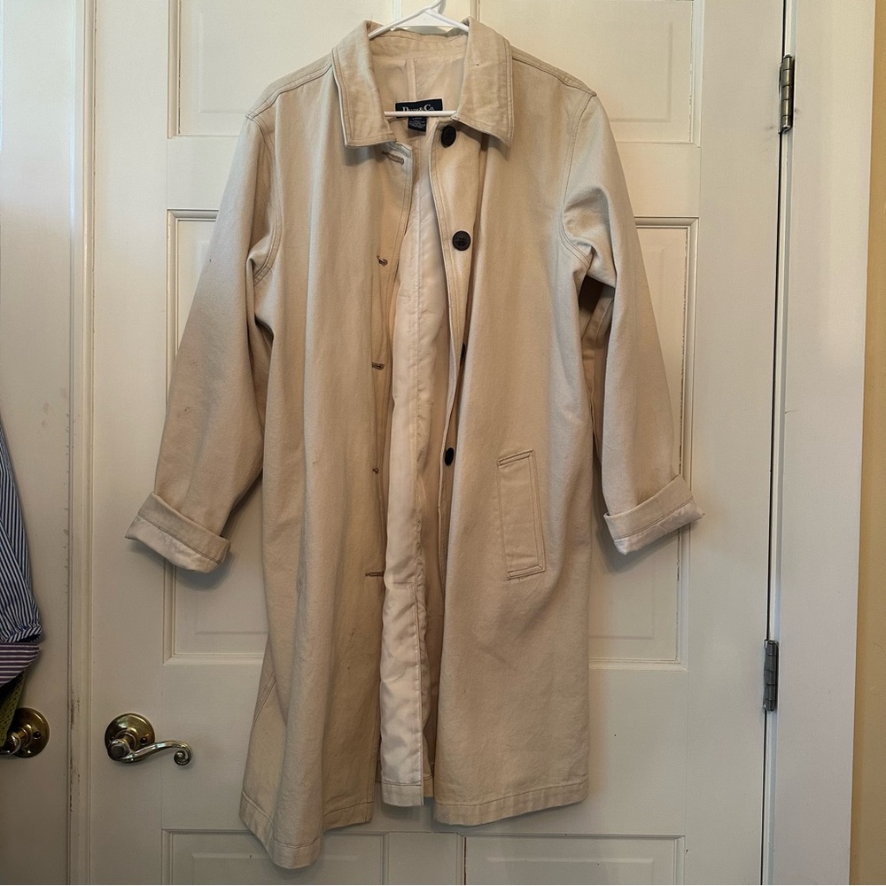 Cream Long denim Coat